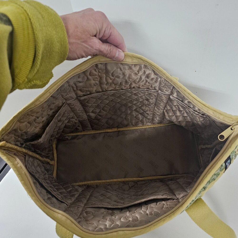 Donna Sharp Tote Shoulder Bag Quilted Patchwork Boho Cottage Green Yellow - Picture 11 of 12